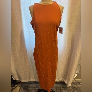 Chic Sleeveless Orange Midi Dress